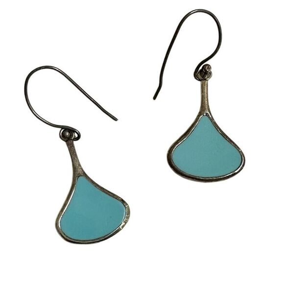 Sterling silver turquoise drop earrings - Picture 6 of 12